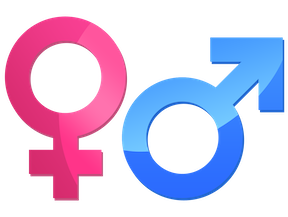 Pink Female Symbol & Blue Male Symbol
